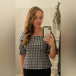Ann Taylor Gingham Blouse - Exaggerated Sleeve
